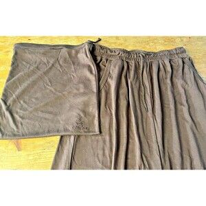 Emirates First Class Pajama Pants Size XL Brown Soft Lounge Airline Pajamas Bag